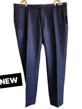 46x32 Blue Pants Jos A Bank Navy Wool Slacks New Flat Front Nwt Mens Tailored Sz